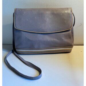 1970s BALLY of Switzerland GUC Leather Crossbody Messenger Flap Bag Gray Italy